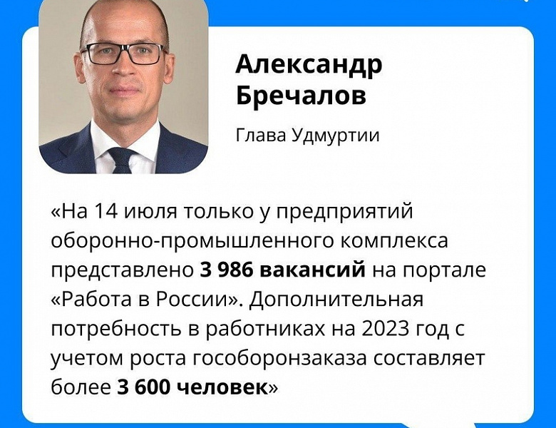 Почти 4000 человек требуются на предприятия оборонно-промышленного комплекса Удмуртии